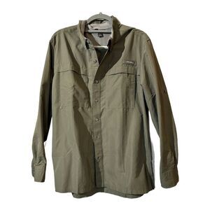 Eddie Bauer Olive Green Long Sleeve Button-Down Shirt